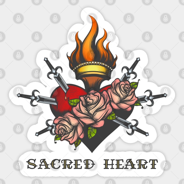 Sacred Heart Colorful Illustration Sticker by devaleta